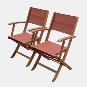 Cadeira de jardim dobrável em madeira, set de 2, Almeria, Terracota, 54x58.7x89 cm