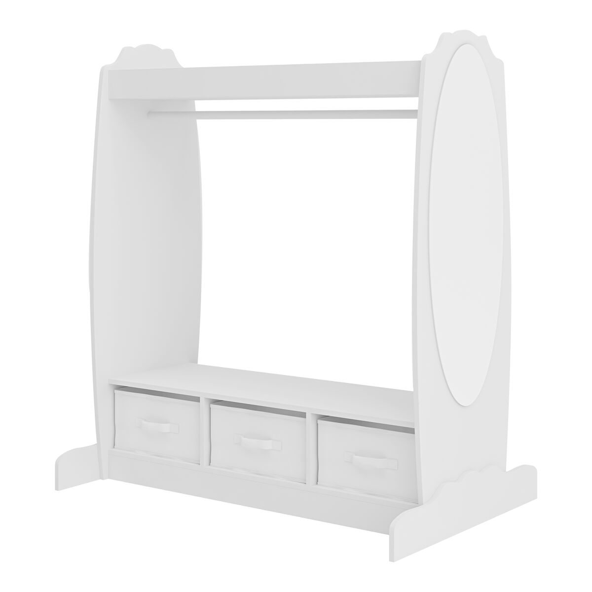 Perchero burro infantil moskenes con 3 cajas plegables mdf 107x95x61cm blanco [en.casa]