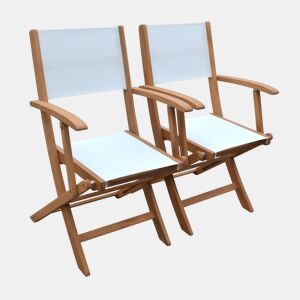 Cadeira de jardim dobrável em madeira, set de 2, Almeria, Branco, 54x58.7x89 cm