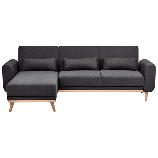 Sofá-cama de canto OLLSTA Tecido Preto 3 lugares à direita