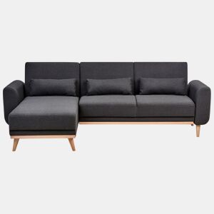 Sofá-cama de canto OLLSTA Tecido Preto 3 lugares à direita