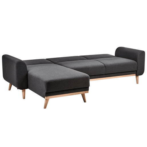 Sofá-cama de canto OLLSTA Tecido Preto 3 lugares à direita