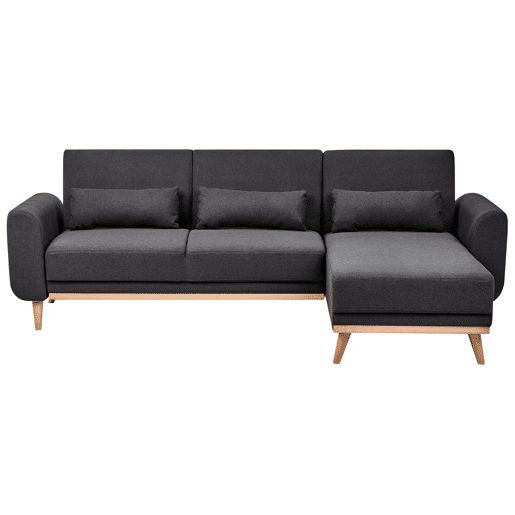 Sofá-cama de canto OLLSTA Tecido Preto 3 lugares à esquerda