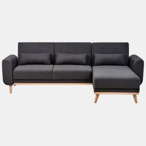 Sofá-cama de canto OLLSTA Tecido Preto 3 lugares à esquerda