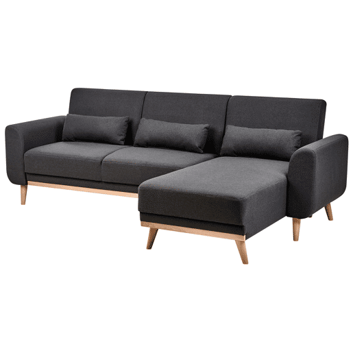 Sofá-cama de canto OLLSTA Tecido Preto 3 lugares à esquerda
