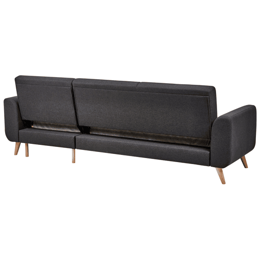 Sofá-cama de canto OLLSTA Tecido Preto 3 lugares à esquerda
