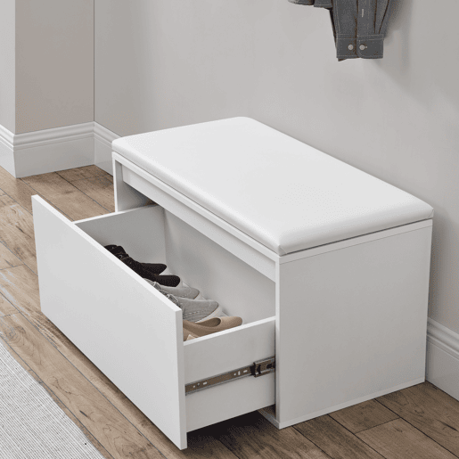 Sapateira Degerfors com gaveta 80x39x45 cm - Branco en.casa