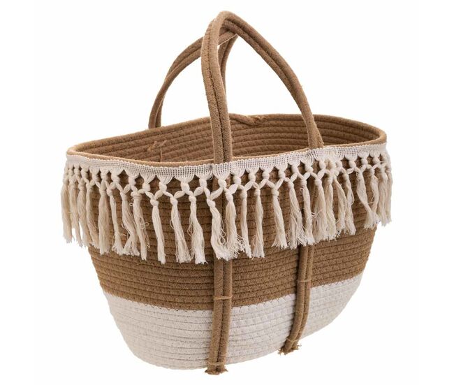 Cesto blanco de cuerda trenzada 43x28x28cm