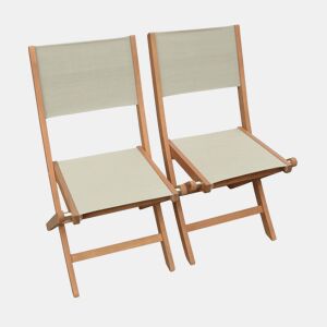 Cadeira de jardim dobrável em madeira, set de 2, Almeria, Cinza Taupe, 50x58.7x89 cm