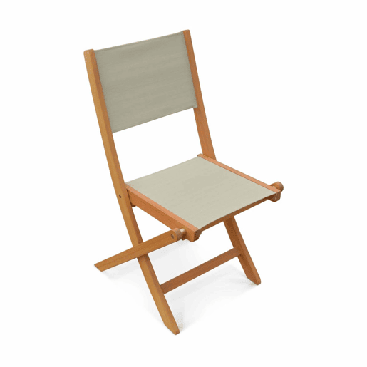 Cadeira de jardim dobrável em madeira, set de 2, Almeria, Cinza Taupe, 50x58.7x89 cm