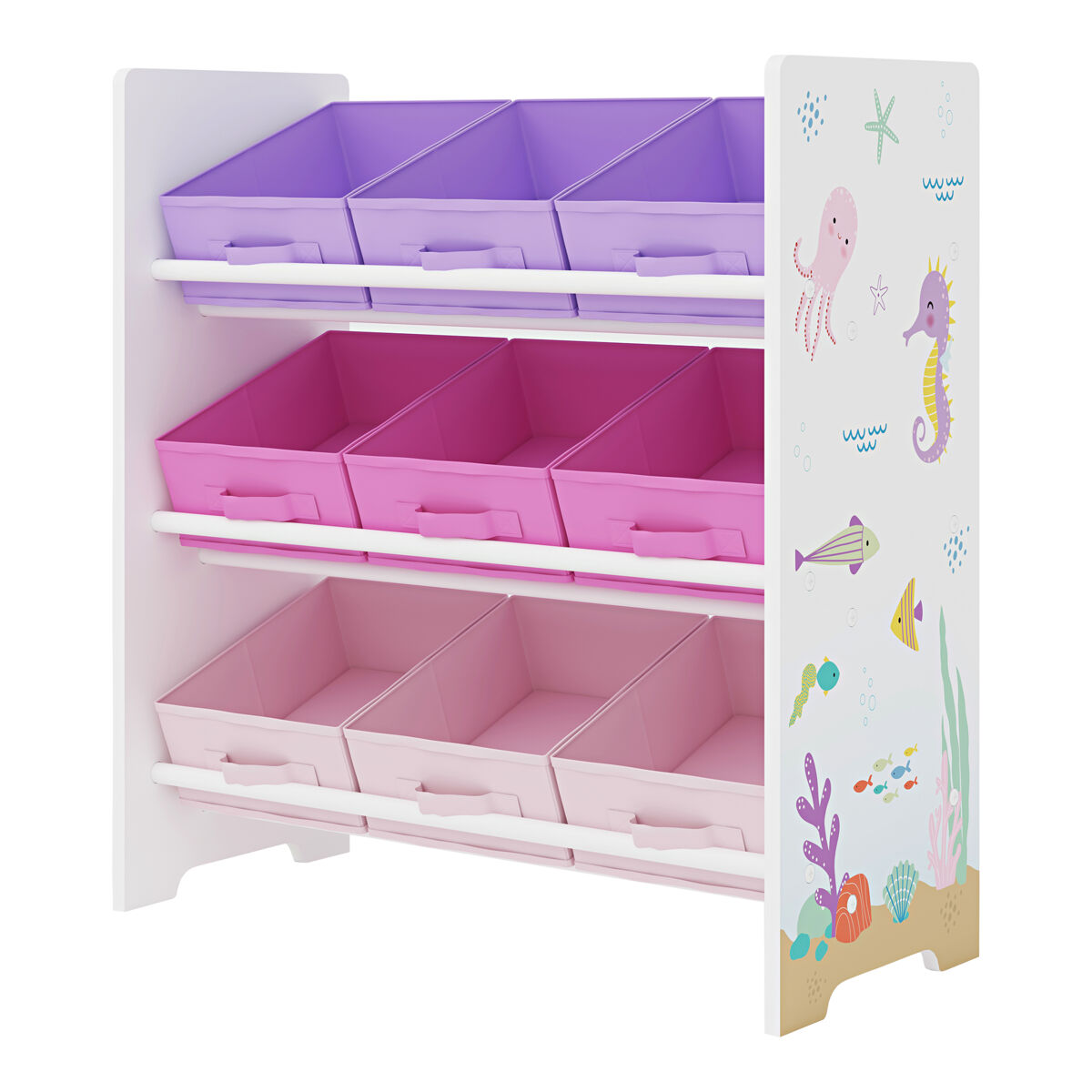 Estantería para niños boiro 9 cajas motivo mundo marino 60x62x30 cm multicolor [en.casa]