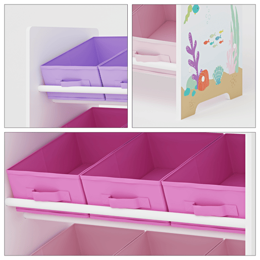 Estante para crianças Boiro 9 caixas dobráveis Motivo Oceano 60x62x30 cm en.casa