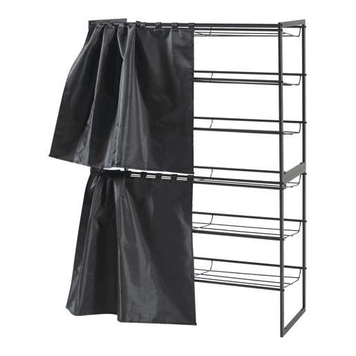 Conjunto de 2 sapateiras Sel com cortina - Preto en.casa