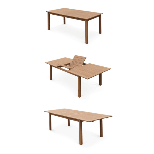 Mesa de jardim extensível em madeira, 8 cadeiras, Almeria 8, Madeira, 240x100x75 cm