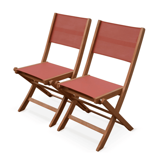 Cadeira de jardim dobrável em madeira, set de 2, Almeria, Terracota, 50x58.7x89 cm