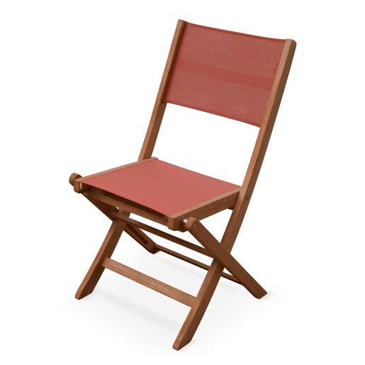 Cadeira de jardim dobrável em madeira, set de 2, Almeria, Terracota, 50x58.7x89 cm