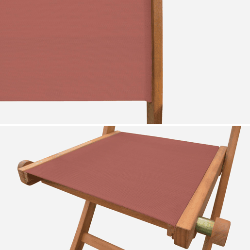 Cadeira de jardim dobrável em madeira, set de 2, Almeria, Terracota, 50x58.7x89 cm