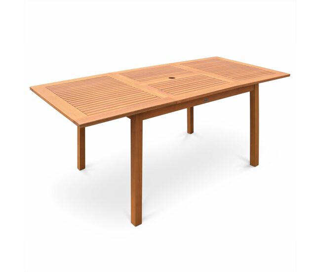 Mesa de jardín de madera extensible, 6-8 plazas, almeria 180cm, madera, 180x80x75 cm