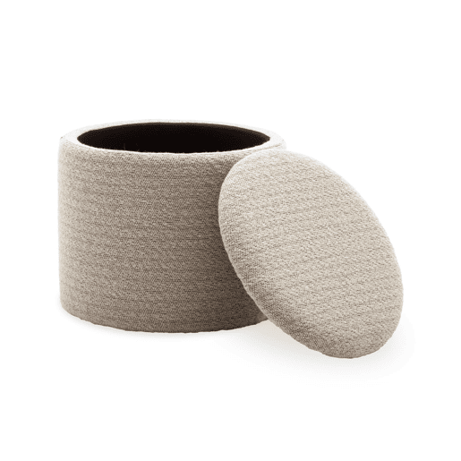 Pufe de tecido com arrumação, Stool, Branco, 45x45x38 cm