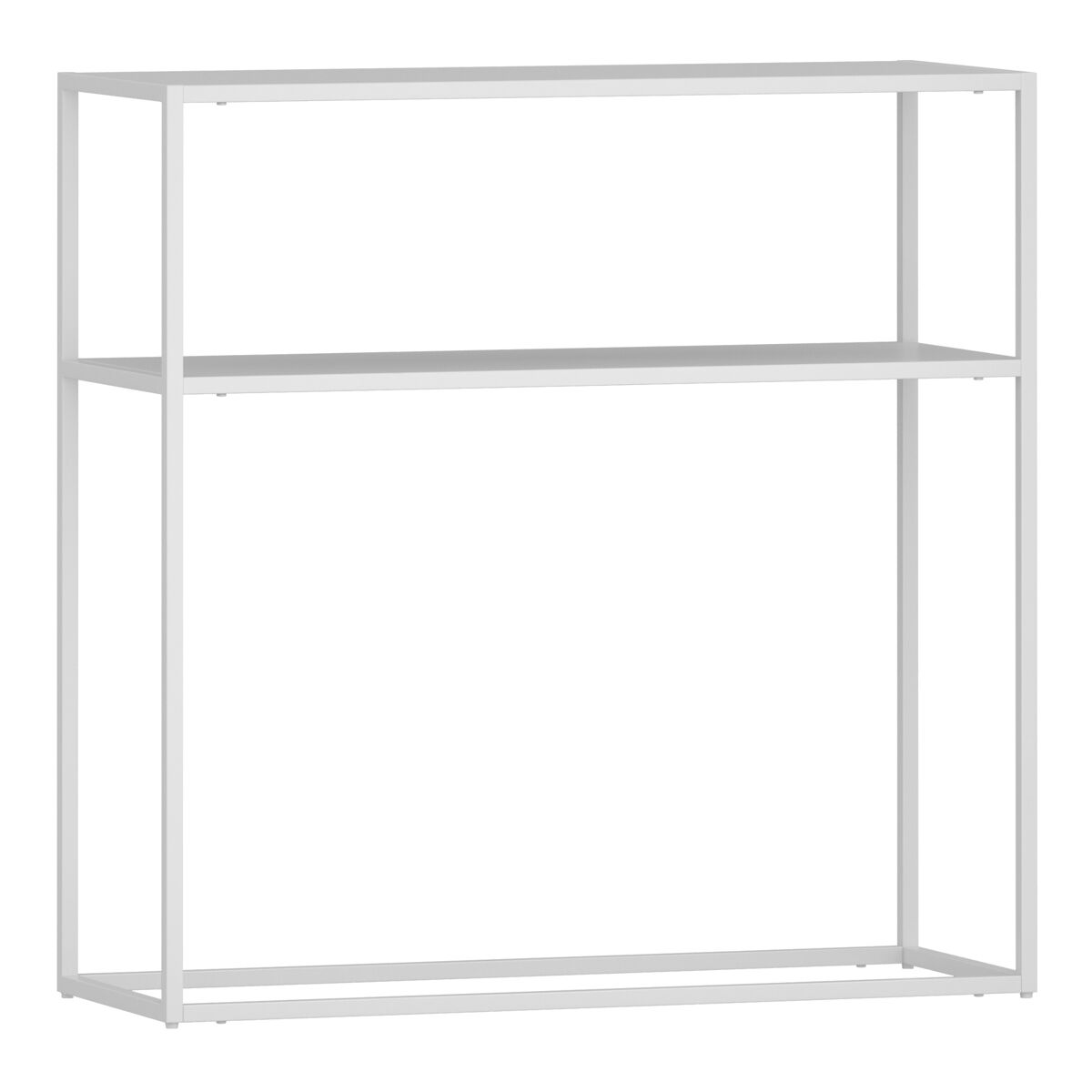 Mesa consola kuhmo con estante adicional metal 80x80x30 cm - blanco [en.casa]