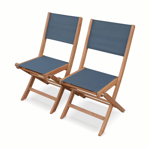 Cadeira de jardim dobrável em madeira, set de 2, Almeria, Antracite, 50x58.7x89 cm