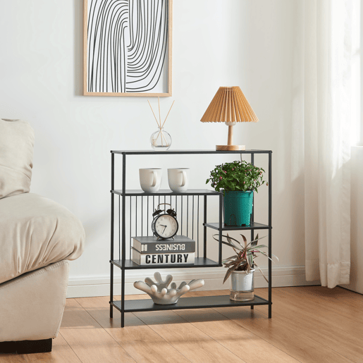 Consola Beesel 4 níveis metal 66x60x20cm - Preto en.casa
