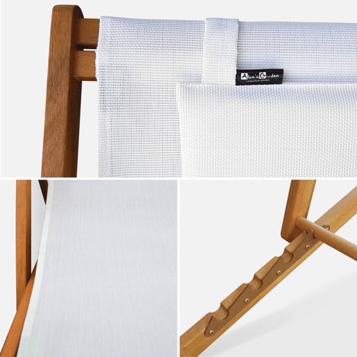 Espreguiçadeiras em madeira de eucalipto, set de 2, Creus, Branco, 102x56x86 cm
