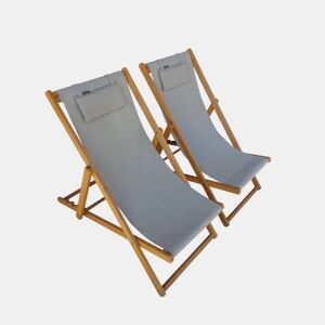 EspreguiƧadeiras em madeira de eucalipto, set de 2, Creus, Cinza Taupe, 102x56x86 cm