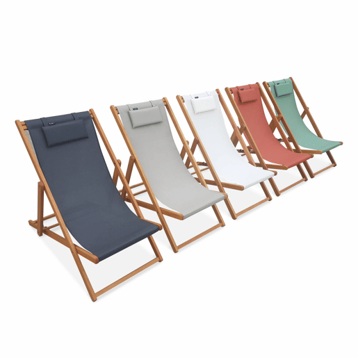 Espreguiçadeiras em madeira de eucalipto, set de 2, Creus, Cinza Taupe, 102x56x86 cm