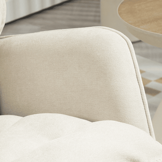 HOMCOM Poltrona Baloiço Estofada em Chenilla Cadeira Baloiço com Pés de Madeira de Faia e Apoio para os Braços para Lactância Carga 120 kg para Dormitório Sala de Estar 71x98,5x97 cm Bege