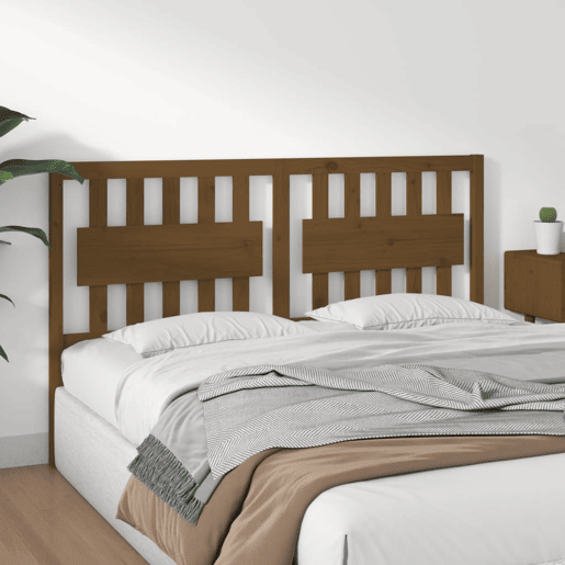 vidaXL Cabeceira de cama 155,5x4x100 cm pinho maciço castanho mel