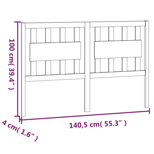 vidaXL Cabeceira de cama 140,5x4x100 cm pinho maciço