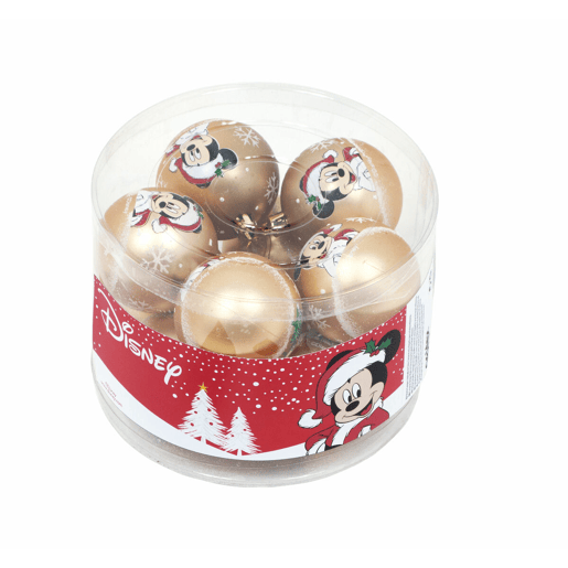 Bola de Natal Mickey Mouse Happy smiles Dourado 10 Unidades Plástico (Ø 6 cm)