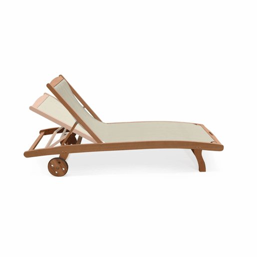 Espreguiçadeira de madeira multiposições com rodízios, set de 2, Marbella, Cinza Taupe, 196x68x91 cm
