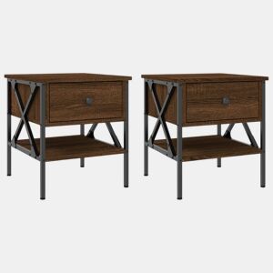 vidaXL Mesas cabeceira 2pcs 40x42x45cm deriv.madeira carvalho castanho