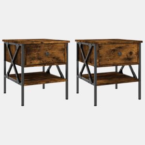 vidaXL Mesas cabeceira 2pcs 40x42x45 cm deriv. madeira carvalho fumado