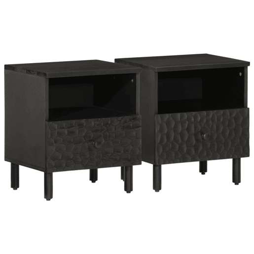vidaXL Mesas de cabeceira 2 pcs 40x33x46 cm mangueira maciça preto vidaXL Mesas de cabeceira 2 pcs 40x33x46 cm mangueira maciça preto