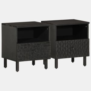 vidaXL Mesas de cabeceira 2 pcs 40x33x46 cm mangueira maciça preto