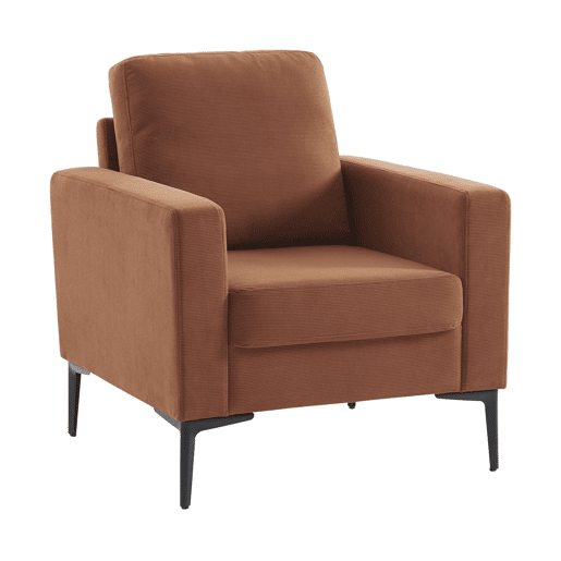 Poltrona de veludo canelado e pernas de metal, Bjorn veludo canelado, Terracota, 78x77x70 cm