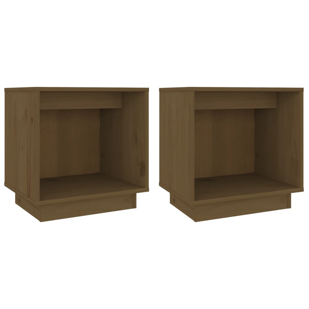 Vidaxl mesitas de noche 2 uds madera de pino marrón miel 40x30x40 cm