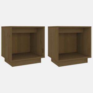 vidaXL Mesas de cabeceira 2 pcs 40x30x40 cm pinho maciço castanho mel