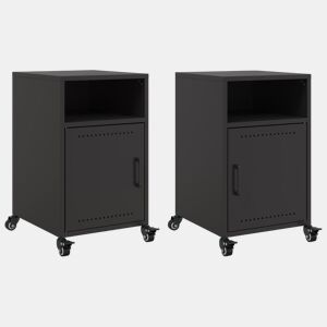 vidaXL Mesas de cabeceira 2 pcs 36x39x59 cm aço preto