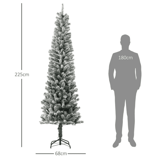 HOMCOM Árvore de Natal 225 cm Árvore de Natal Artificial com 220 Luzes LED de Duas Cores 519 Ramos e Suporte de Aço Árvore de Natal para Sala de Estar Interior Verde