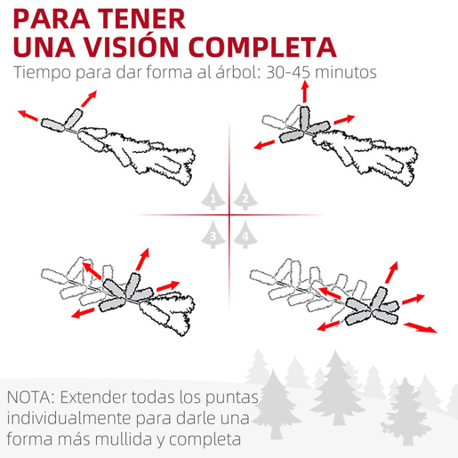 HOMCOM Árvore de Natal 225 cm Árvore de Natal Artificial com 220 Luzes LED de Duas Cores 519 Ramos e Suporte de Aço Árvore de Natal para Sala de Estar Interior Verde