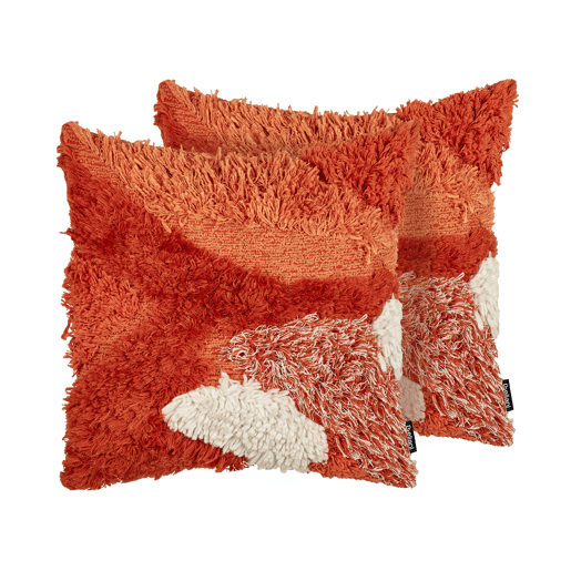 Conjunto de 2 almofadas decorativas SAGENIA Algodão 45 x 45 cm Laranja Padrão abstracto