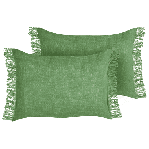 Conjunto de 2 almofadas decorativas MABA Algodão 50 x 35 cm Verde Sólido