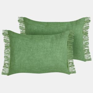 Conjunto de 2 almofadas decorativas MABA Algodão 50 x 35 cm Verde Sólido