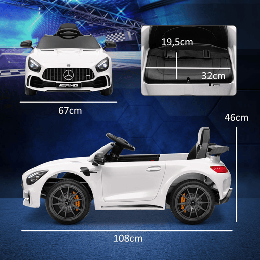 AIYAPLAY Carro Elétrico para Crianças acima de 3 Anos Carro Mercedes-Benz AMG GTR Carro Elétrico Infantil com Bateria 12V Controlo Remoto Faróis Buzina e Música 108x67x46 cm Branco AIYAPLAY Carro Elétrico para Crianças acima de 3 Anos Carro Mercedes-Benz AMG GTR Carro Elétrico Infantil com Bateria 12V Controlo Remoto Faróis Buzina e Música 108x67x46 cm Branco