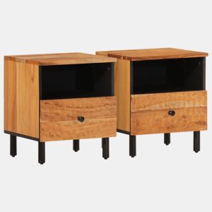 vidaXL Mesas de cabeceira 2 pcs 40x33x46 cm madeira de acácia maciça