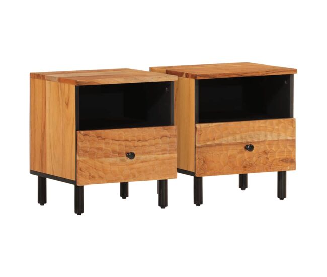 Vidaxl mesitas de noche 2 uds madera maciza de acacia 40x33x46 cm
